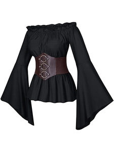 Costume de cosplay de <span class=keywords><strong>pirate</strong></span> médiéval pour femmes, <span class=keywords><strong>chemisier</strong></span> de <span class=keywords><strong>pirate</strong></span> de la Renaissance, corset, ceinture, jupe assortie, tenue de fête d'Halloween - Product Image 2