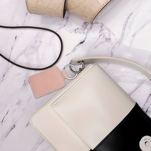 Mini Access Control Card Keychain Pouch Portable PU Leather <b>Key</b> <b>Ring</b> Holder Square ID Badge Card Holder - Product Image 3