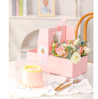 Boîte à fleurs portable emballage boîte à gâteaux transparente 4 "boîte à desserts saint valentin en gros