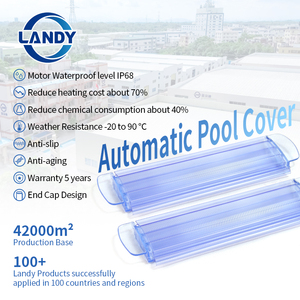 Couverture de <span class=keywords><strong>piscine</strong></span> électrique rétractable transparente bleue Landy PC, anti-poussière, anti-UV, pour piscines et spas. - Product Image 2