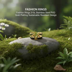 แหวนแฟชั่น สแตนเลสสตีล 316L ชุบทอง PVD ดีไซน์ทนทานและเป็นมิตรต่อสิ่งแวดล้อม - Product Image 3