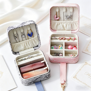 JINSKY Modern Luxury Jacquard Embroidery Rectangle High Grade Earring Ring Organizer Elegant Trinket Storage Case Wholesale - Product Image 3