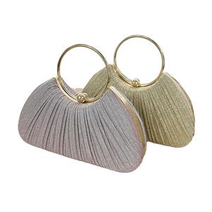 Bolso de Noche Clásico Vintage para Mujer, Bolso de Mano Versátil de Poliéster con Pliegues, Cierre Magnético, Correa de Cadena, Capacidad de 1L - Product Image 6