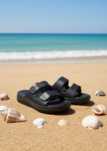 Sandali Ciabatte in EVA a Doppia Fascia Comodi con Tacco Basso Punta Aperta Chiusura con Fibbia Taglia 23 Colore Unico Per Tutte le Stagioni - Product Image 2