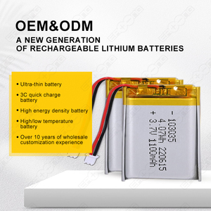 Cao bán Polymer Pin 103035 3.7V Li-polymer pin <span class=keywords><strong>Lithium</strong></span> 1100mAh pin tế bào cho cung cấp điện - Product Image 5