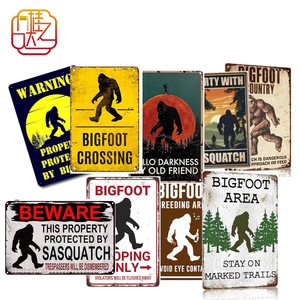 Vintage Bigfoot Aluminum Metal Signs <strong>Retro</strong> Sasquatch Warning Wall <strong>Decor</strong> for Man Cave Garage Outdoor Home Decoration - Product Image 1