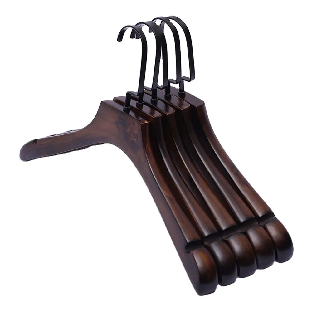 Hot Sale Good Quality Non Slip Black Wood Hanger Clothes Coat Wooden Hangers With Logo