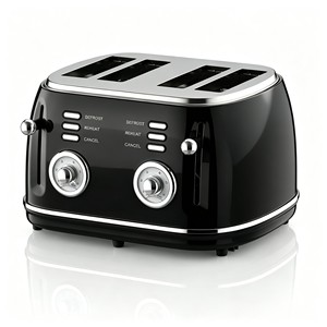 Tostadora Eléctrica BESTONE de 4 Rebanadas, Negra, con Función de Descongelar, Recalebar y Cancelar, Temporizador Mecánico, para el Hogar - Product Image 2