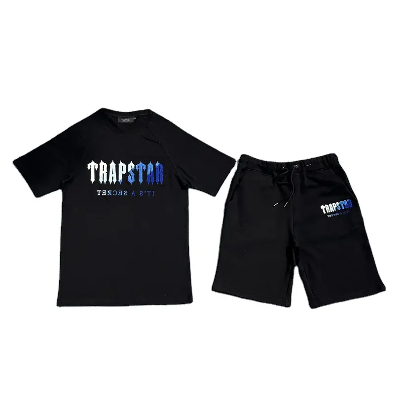 Trapstar Hot Sale Summer Outfit Mens Graphic T Shirt Short Sets Two Piece Clothing Custom Logo100 Cotton Men Casual Print OEM