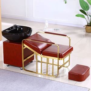 S Factory Outlet Net Red Half-Lying Barber Shop Special Shampoo Bed Simple High-End Hair Salon <b>Hairdresser</b> Spa Synthetic Leather - Product Image 5