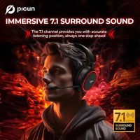 Casque Gaming Sans Fil Picun G2 Son Surround Virtuel 7.1 Éclairage RGB Faible Latence Bluetooth 2,4 GHz