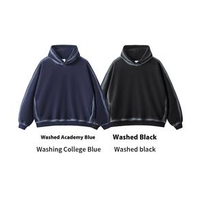 Vêtements pour hommes en gros, sweat à capuche en molleton lourd 350G, lavage à l'eau forte, vêtements d'hiver, coupe ample transfrontalière, capuche longue - Product Image 1