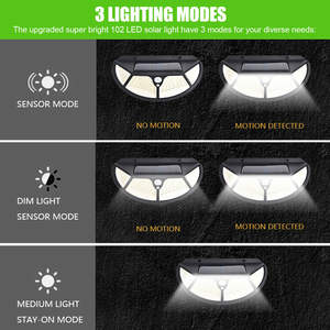 Applique murale solaire avec détecteur de mouvement PIR, étanche IP65, éclairage d'extérieur, idéal pour un jardin, un couloir, une cour ou un sentier - Product Image 4
