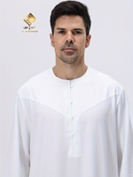 Qamis arabe élégant pour homme – Robe de prière douce et respirante à manches longues, lavable en machine, antistatique, polyvalente toutes saisons pour le Ramadan