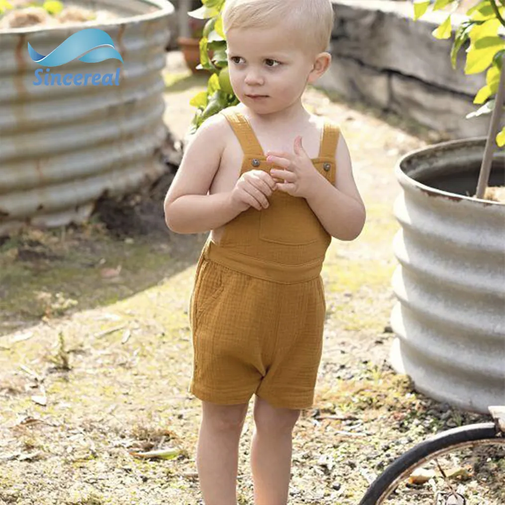 Macacão infantil de malha, meninos e meninas, primavera e outono, sólido, casual