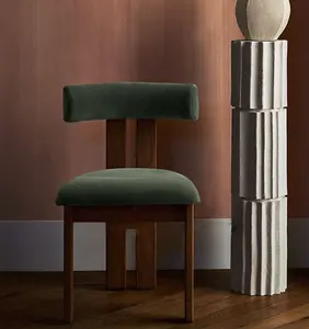 Luxury Modern Design Lamb Wool/Velvet Material Simple Oak Dining Solid Wood Dining Chair Living Room Furniture