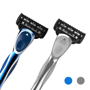 Rasoir à 5 lames avec tête de connecteur Rasoir de sécurité écologique pour hommes Rasoirs pour hommes en acier inoxydable bleu Logo personnalisé - Product Image 6