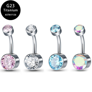 G23 titane dent intérieure double zircon <span class=keywords><strong>nombril</strong></span> clou été mode pour hommes et femmes anti-allergie <span class=keywords><strong>piercing</strong></span> <span class=keywords><strong>nombril</strong></span> anneau - Product Image 1