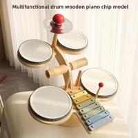 EDULAND Montessori Wooden Jazz Drum Set for Kids Educational Learning Multifunctional Instrument Early Development Toy Age 3+