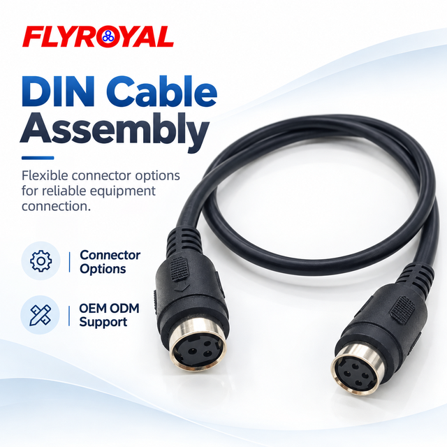 DIN Cable Assembly 2P 3P 4P 5P 6P 7P 8P Copper Conductor PVC Insulated Connector Cable OEM ODM Equipment Custom Cable Harness