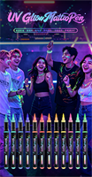 Marqueur de peinture noir de haute qualité qui brille dans le noir, effet réactif aux UV, stylos fluorescents pour la peinture corporelle, bricolage