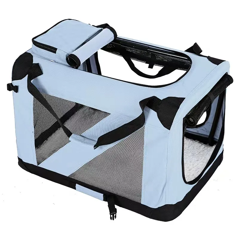 Caixa dobrável para cães, porta-malas portátil dobrável para uso interno e externo com 3 portas, porta-malas macio para canil