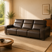 Canapé moderne en cuir véritable brun foncé, écologique, avec dossiers réglables, accoudoirs larges, en forme de L, pour appartement ou hôtel