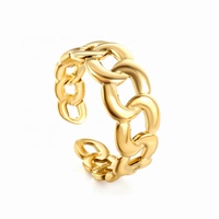 Anneaux ouverts en acier inoxydable plaqué or 18 carats de la marque Ason Jewelry, vente en gros, anneaux uniques réglables