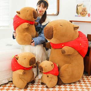 Boneka Hewan Lucu Capybara Berbentuk Topi Stroberi Berbagai Ukuran, Ransel Kura-kura, Boneka Capibara - Product Image 2