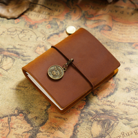 Caliente Mini cuaderno de cuero genuino cuaderno de viajero diario de viaje diario Retro Vintage hecho a mano cuero de vaca regalo viajero