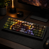 Juego de Teclas PBT con Sublimación de Tinta, 68 Teclas, Diseño Personalizado de Fantasía, Perfil Cherry, para Teclado de Juegos, Venta al Por Mayor