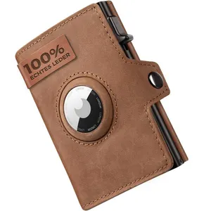 Fabricant de portefeuille personnalisé Portefeuille pop-up minimaliste à deux volets en cuir PU Porte-cartes à puce RFID