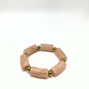Fashion <b>Beaded</b> <b>Bracelet</b> Pink Stone <b>Gold</b> Plated Elastic Stretchable Jewelry For Women Accessories - Product Image 1