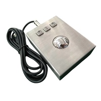 DAVO LIN D-8302 DESK Trackball de bureau robuste en acier inoxydable, boule en acier de 38 mm, interface USB, protection IP54, 800 DPI