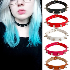 Jinlong-<span class=keywords><strong>Collar</strong></span> de cuero PU con remaches, gargantilla de estilo punk rock, correa para el cuello, gargantilla de encaje - Product Image 1