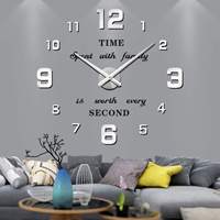 Horloge murale surdimensionnée en acrylique argenté, sans cadre, 3D, moderne, décorative, personnalisable avec logo, mouvement silencieux à quartz