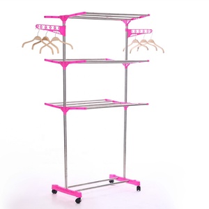 Séchoir à <span class=keywords><strong>linge</strong></span>, étendoir à vêtements, pliable à 4 niveaux, sur roulettes, séchoir à <span class=keywords><strong>linge</strong></span> en acier inoxydable avec roulettes - Product Image 2