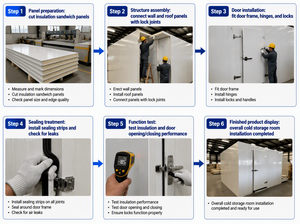 Chambre froide mobile, chambre froide à entrée directe, utilisation extérieure, montage facile, noyau en mousse de polyuréthane, unité de condensation externe pour la transformation de la <span class=keywords><strong>viande</strong></span> - Product Image 5
