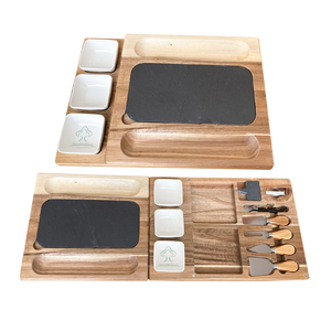Grand plateau de service en arbre d'acacia <span class=keywords><strong>et</strong></span> <span class=keywords><strong>ardoise</strong></span> pour charcuterie <span class=keywords><strong>et</strong></span> fromages, avec plateau de charcuterie <span class=keywords><strong>magnétique</strong></span> en <span class=keywords><strong>ardoise</strong></span> <span class=keywords><strong>et</strong></span> ensemble de couteaux, vente en gros - Product Image 1
