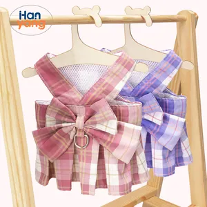 HanYang OEM מותאם אישית כלב שמלת עניבת פרפר רצועת הרתמה סט לרתום שמלת לכלבים קטנים חמוד כלב מחמד ילדה גור קיץ בגדים - Product Image 1