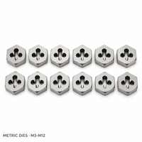Kit de 26 pièces de tarauds et filières métriques M3-M12 en acier pour roulements, avec porte-filières, clé à taraud et coupe-filet manuel pour le métal