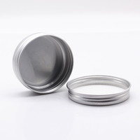 60 ml vide argent rond pot en aluminium 68*25mm 60g argent vis aluminium métal étain conteneur 60 ml thé de qualité alimentaire cheveux cire pots