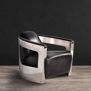 स्टेनलेस स्टील चमड़े की कुर्सी प्राचीन व्यथित चमड़े क्लब कुर्सियों विंटेज असली लेदर सोफा कुर्सी घर होटल के लिए - Product Image 5