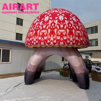 Tunnel gonflable en forme de champignon rouge sur mesure de grande taille pour la décoration de fête en extérieur pour la publicité