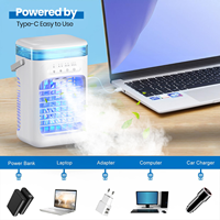 Kipas Pendingin Udara dan Humidifier 2 in 1 Mini Pribadi dengan Pengatur Waktu, Pendingin Udara dengan Es dan Air untuk Kamar Tidur, Kantor, Rumah