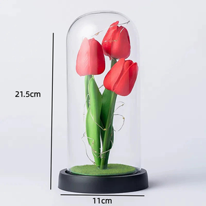 Regalos para el Día de la Madre, Flores Artificiales Eternas, Tulipán Preservado en Cúpula de Cristal, Regalos para el Día de San <span class=keywords><strong>Valentín</strong></span> 2026 - Product Image 3