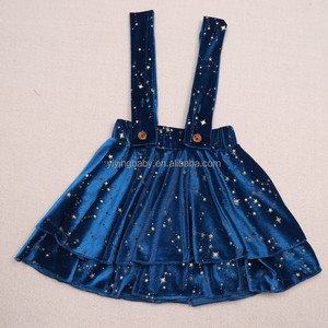 Vente en gros de nouvelles mini-robe en <span class=keywords><strong>velours</strong></span> scintillant à double sangle et étoiles pour filles salopette de boutique pour enfants <span class=keywords><strong>jupe</strong></span> à bretelles pour petites filles - Product Image 6