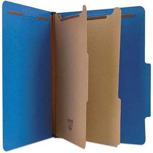 UNV10301 Carpetas de clasificación universales de cartón azul cobalto, de colores brillantes, con 2 divisores, tamaño carta, material metálico, 10/caja - Product Image 2