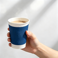 Gobelet à café en papier ondulé personnalisé SP5289 avec logo, qualité alimentaire, isolé thermiquement, jetable, double paroi, pour boissons chaudes, taille personnalisée