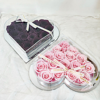 Eternal Rose INS alto-transparente acrílico espejo cara en forma de corazón caja de flores Venta caliente regalo para graduación Halloween para su